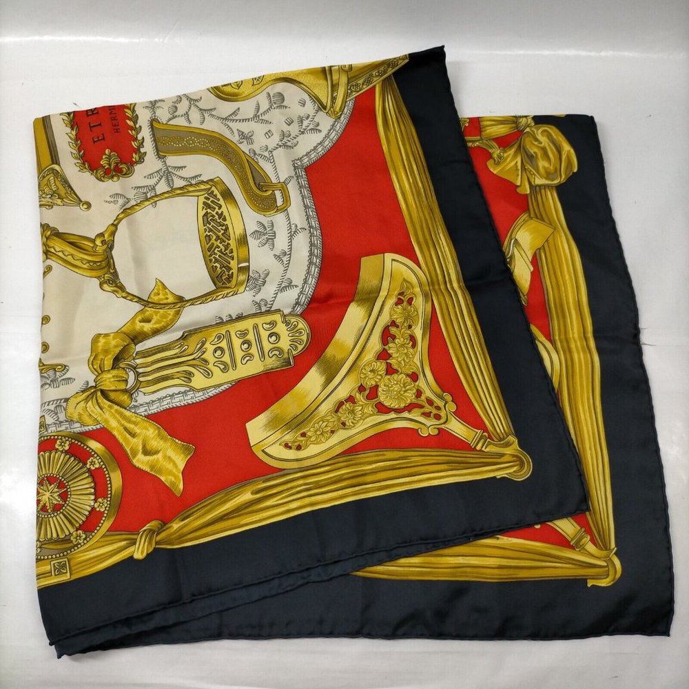 Hermes scarf Carre 90 Reds Silk100% - Picture 7 of 9